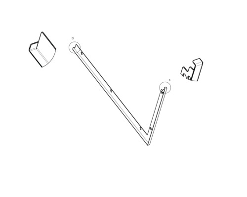 Obrázok rohového spoja s zodpovedajúcimi montážnymi prvkami.