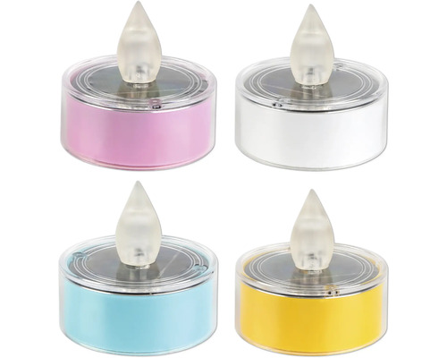 Štyri solárne LED sviečky rôznych farieb