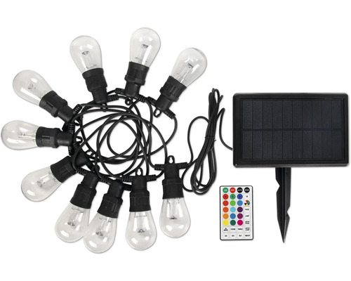 Solárna svetelná reťaz so žiarovkami, solárnym panelom a diaľkovým ovládaním