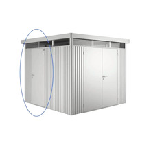 Kovový záhradný domček s jednokrídlovými dverami