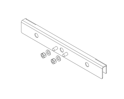 Kovový držiak so skrutkami, maticami a podložkami