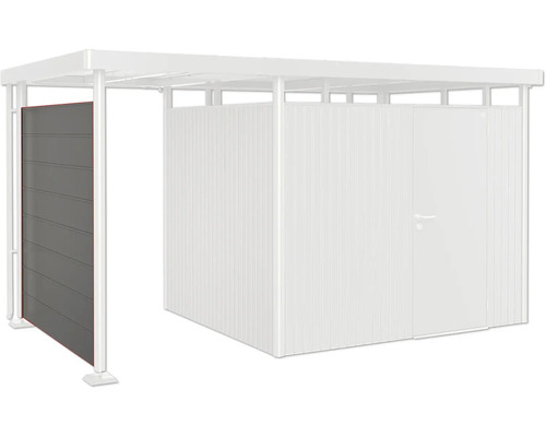 Bočná stena k prístrešku pre záhradný domček Biohort HighLine H3 sivý kremeň metalický Kovový prístrešok pre auto s bočnou stenou a úložným priestorom