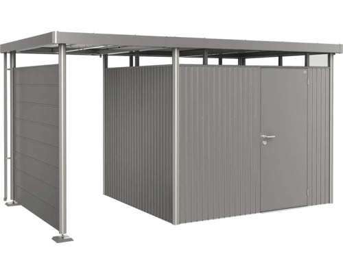 Sivá skrinka na náradie s posuvnými dverami a dverami