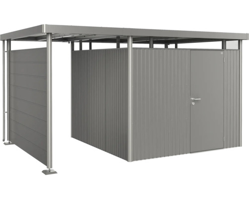 Kovová garáž na bicykle s kôlňou na náradie