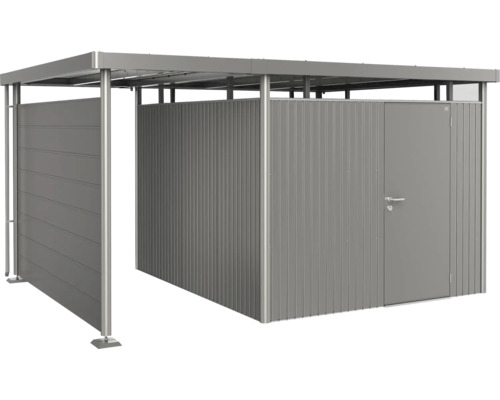 Záhradný domček s posuvnými dverami a uzamykateľnými dverami pre záhradné náradie