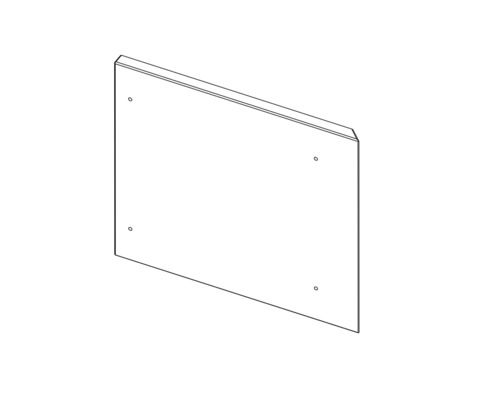 Nákres obdĺžnikovej nábytkovej dosky s montážnymi otvormi