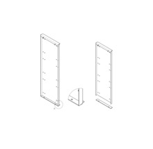 Ilustrácia dvoch bočných stien regála s montážnymi prvkami pre regálový systém