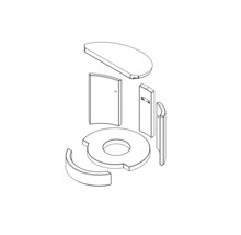 Rozkreslený nákres bidetového WC sedátka.