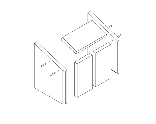 Rozkreslený nákres modulárnej konštrukcie nábytku