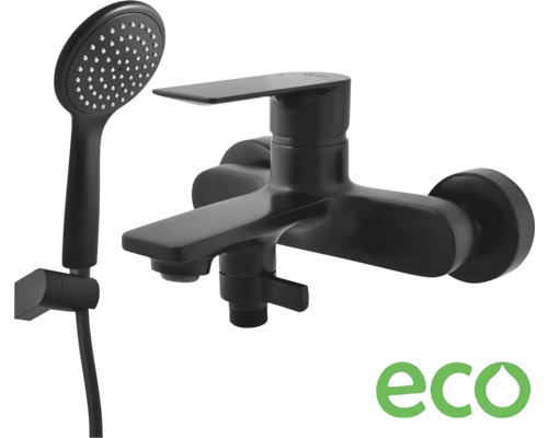 Čierna vaňová batéria s hadicou a ručnou sprchou