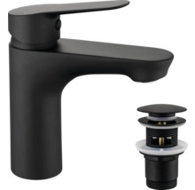 Čierna umývadlová batéria s odtokovou súpravou