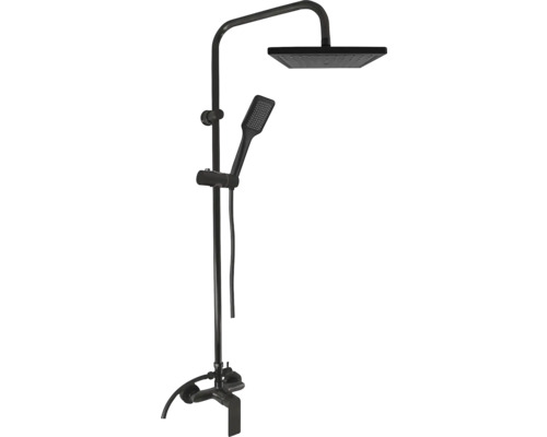 Sprchový systém s pákovou batériou RAV Slezák NL182.5/7-51CMAT čierna Sprchový stĺp s hlavovou a ručnou sprchou