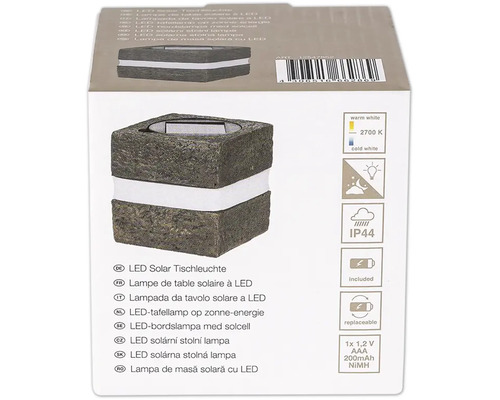 LED solárna stolná lampa so vzhľadom kameňa