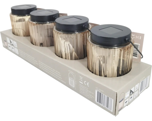 Štyri solárne lampáše v kartónovej krabici