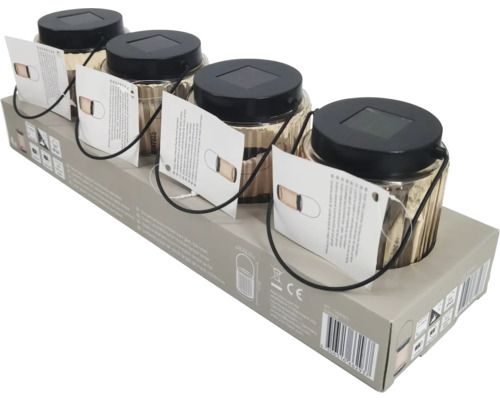 Štyri solárne lampy zo skla v balení