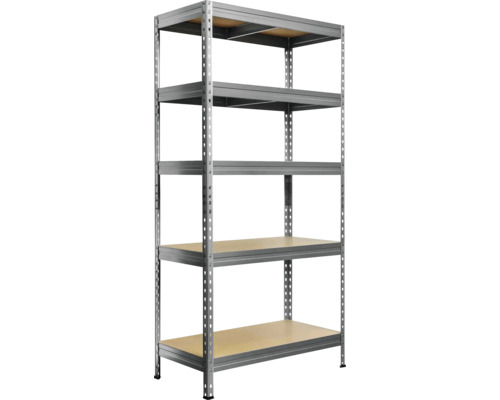 Kovový regál s piatimi policami
