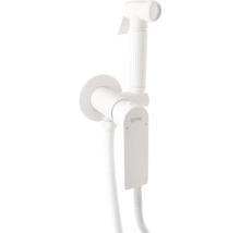 Biela bidetová súprava so sprchovou hadicou a nástenným držiakom