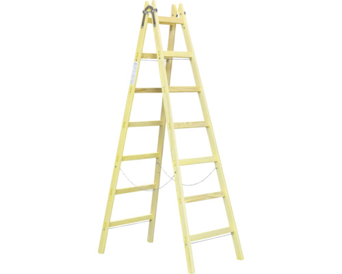 Štafle drevené 7 priečok 226,5 cm Drevený rebrík s priečkami a bezpečnostnou reťazou