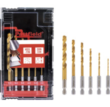 Sada kovových vrtákov Pattfield HSS-TIN rôznych veľkostí v úložnom boxe