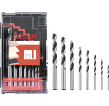 Sada vrtákov do dreva v priehľadnom úložnom boxe