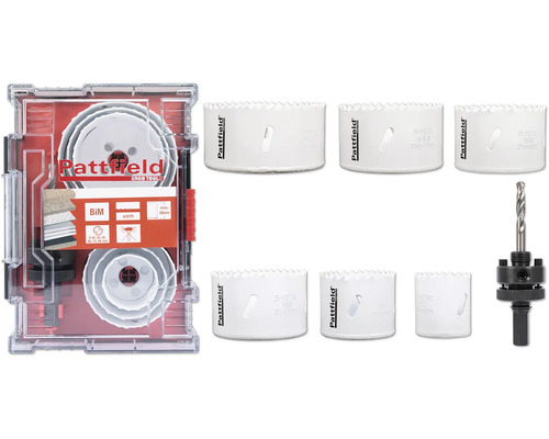 Sada dieroviek Pattfield 8diel., bimetalová Ø 40-86 mm Sada dieroviek Pattfield s bimetalovými dierovkami a strediacim vrtákom