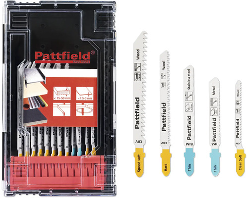 Sada pílových listov Pattfield pre drevo, nehrdzavejúcu oceľ a kov v úložnom kufríku