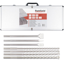 Sada vrtákov a sekáčov Pattfield SDS-Max so siedmimi dielmi v kufríku