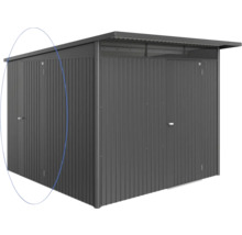 Kovová záhradná chatka s dvojkrídlovými dverami a pultovou strechou