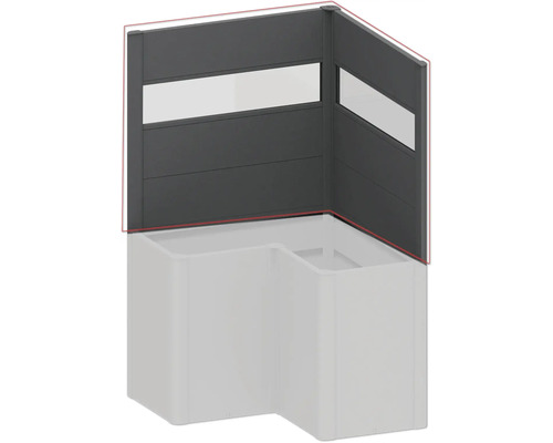 Rohový krycí plot so skleneným prvkom