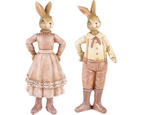 Dekoratívne figúrky zajačikov, pár, z umelého kameňa