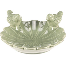 Keramický vtáčie kúpele s dvoma figúrkami vtákov