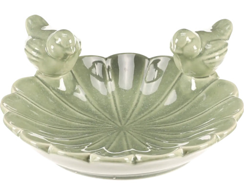 Keramický vtáčie kúpele s dvoma figúrkami vtákov