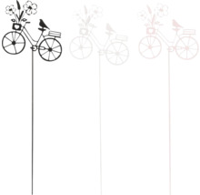 Záhradná dekorácia bicykel s kvetmi a vtákom na tyči