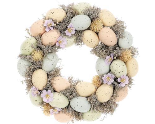 Veniec veľkonočný Ø 30 cm Dekoratívny veniec na dvere s veľkonočnými vajíčkami a kvetmi na veľkonočnú dekoráciu