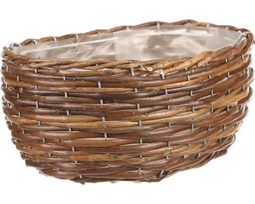 Obal na kvetináč prútený oválny 21 x 27 x 12 cm Kvetinový záves z vŕby s fóliou