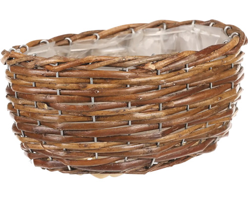 Obal na kvety prútený oválny 16 x 22 x 11 cm Pletený kvetináč s plastovou vložkou