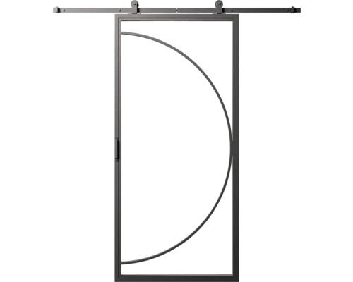 Posuvné dvere s kovaním a polkruhovým dizajnom
