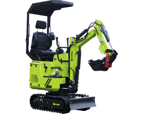 Minibager s pásovým podvozkom a strechou kabíny