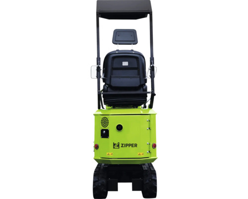 Mini bager Zipper s pásovým podvozkom a sedadlom vodiča
