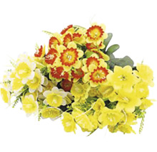 Kytica s umelými žltými a červenými kvetmi