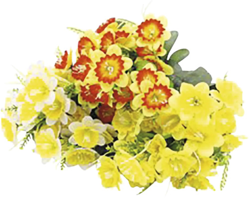 Kytica s umelými žltými a červenými kvetmi