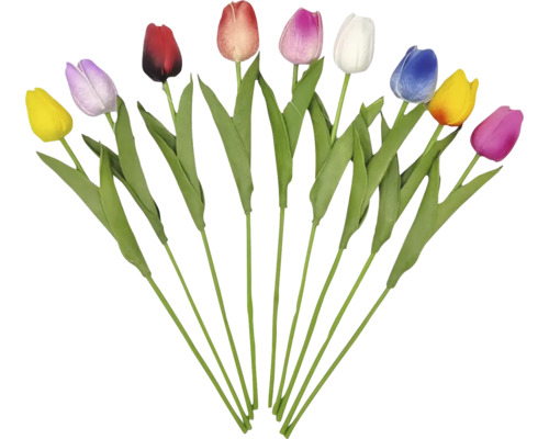 Umelé tulipány v rôznych farbách