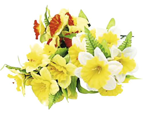 Kytica žltých a bielych narcisov so zelenými listami