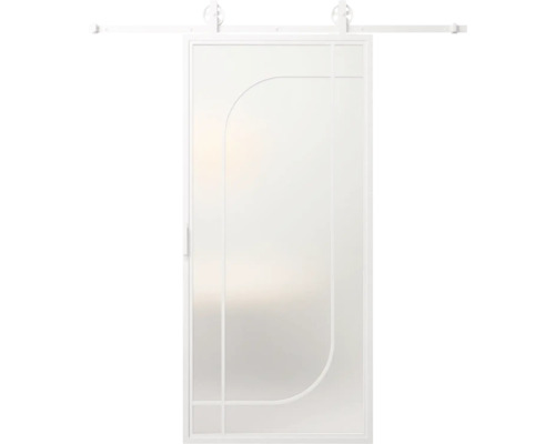 Posuvné dvere s kovaním a satinovaným sklom