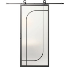 Sklenené posuvné dvere s kovaním a kovovým rámom