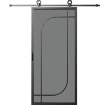 Posuvné dvere so sklenenou výplňou a kovaním