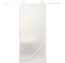 Posuvné dvere so sklenenou výplňou a polkruhovým dekorom