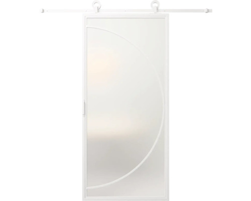 Posuvné dvere so sklenenou výplňou a polkruhovým dekorom