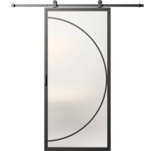 Posuvné dvere so sklom a kovovým rámom