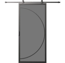 Posuvné dvere s polkruhovým dekorom a kovaním